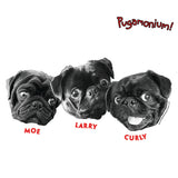 Z The Pug Shirt, Moe Larry Curly Pug T-Shirt Funny spoof on the Three Stooges,