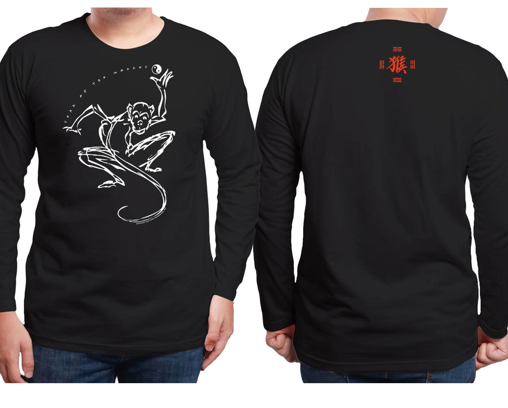 Year of the Monkey Black Long Sleeve Shirt Hi-NRG Design Birth Years: 1944, 56, 68, 80, 92, 04, 2016 X-Large FREE GREETING CARD W/ORDER