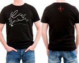 Year of the Rabbit black Hi-NRG Design T-shirt Birth Years: 1939, 51, 63, 75, 87, 99, 2011, 2023 FREE GREETING CARD W/ORDER
