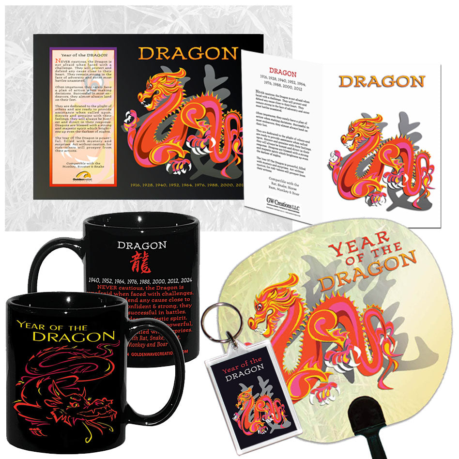 DRAGON Year of the DRAGON Classic Chinese Oriental Zodiac 6 pc