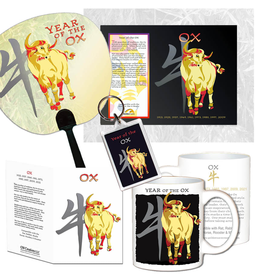 Year of the OX Asian Chinese Oriental Zodiac Animal sign Classic 6