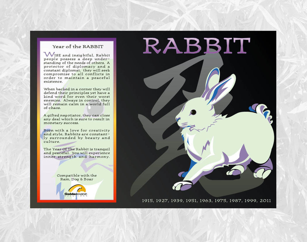 Year of the Rabbit Individual Poster Birth Years: 1927, 39, 51, 63, 75, 87, 99, 2011, 2023