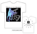 Year of the Horse Chinese Zodiac Classic white t-shirt Birth Years: 1930, 42, 54, 66, 78, 90, 02, 2014 FREE GREETING CARD W/ORDER
