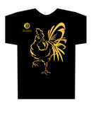 Year of the Rooster Neon-NRG black t-shirt Birth Years 1933, 45, 57, 69, 81, 93, 05, 2017 FREE GREETING CARD W/ORDER